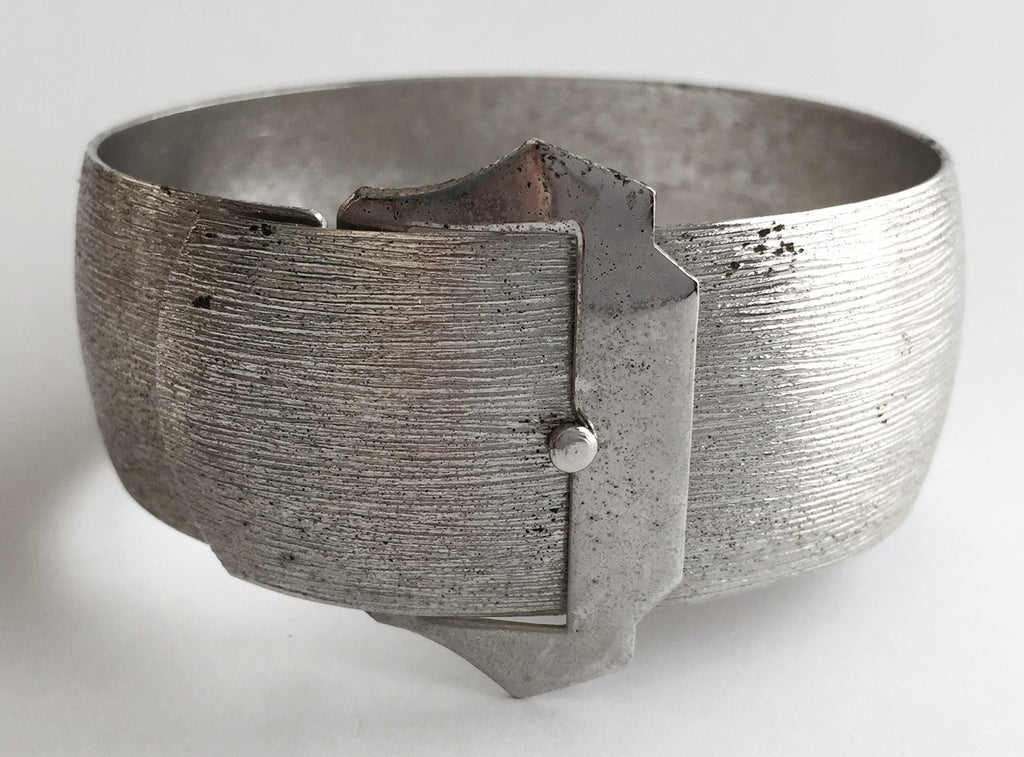 Vintage Wide Buckle Front Bangle Bracelet - Hollee