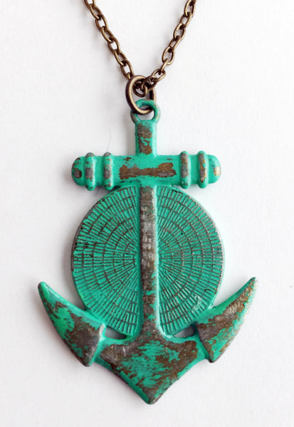 Mermaid Cabochon & Anchor Pendant Necklace - Hollee
