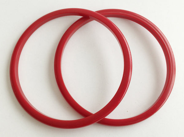 Vintage Pair Thin Cherry Red Plastic Bangle Bracelets - Hollee
