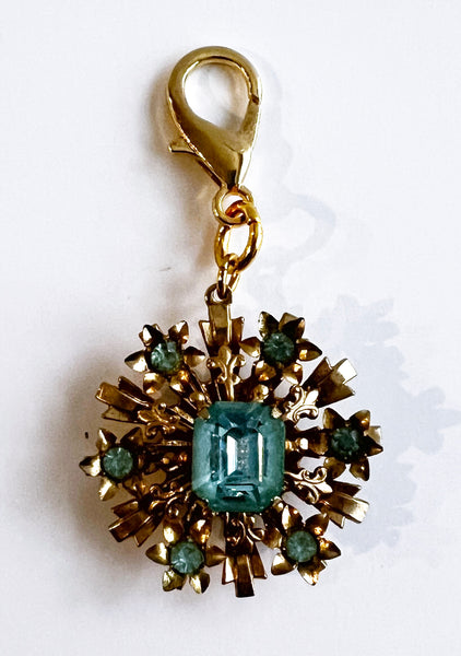 Vintage Golden Flower with Fleur-de-Lis Bag Charm