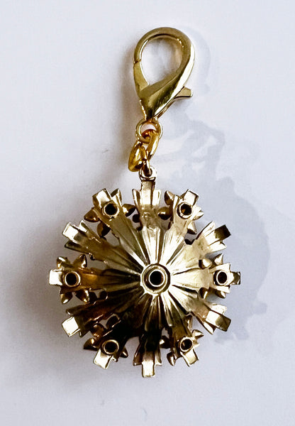 Vintage Golden Flower with Fleur-de-Lis Bag Charm