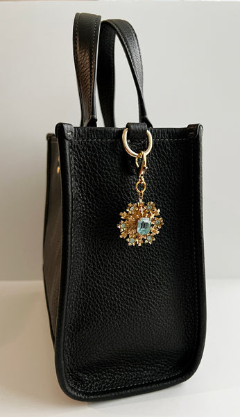 Vintage Golden Flower with Fleur-de-Lis Bag Charm