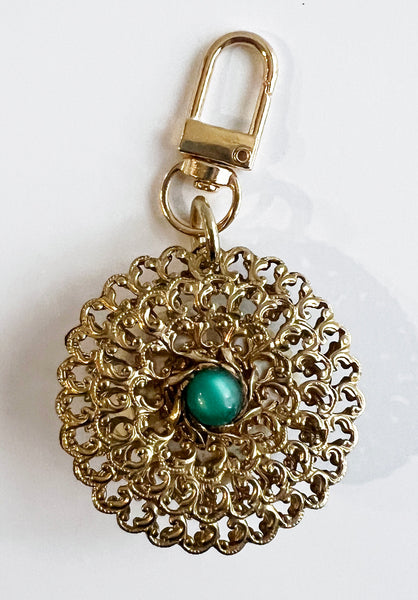 Vintage Filigree and White Petals Flower Bag Charm