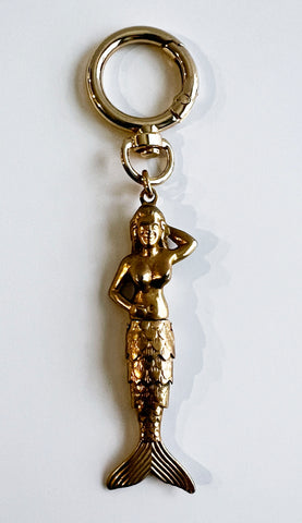 Vintage Golden Articulated Mermaid Bag Charm