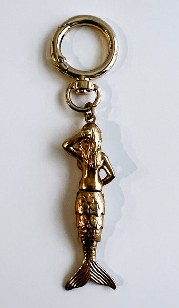 Vintage Golden Articulated Mermaid Bag Charm