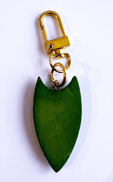 Vintage Tiki Style Green Cat Bag Charm