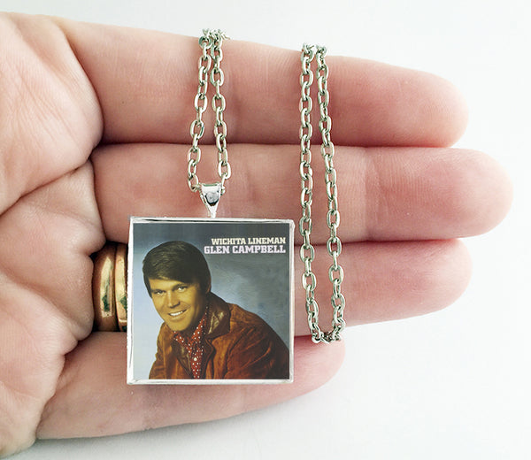 Glen Campbell - Wichita Lineman - Album Cover Art Pendant Necklace - Hollee
