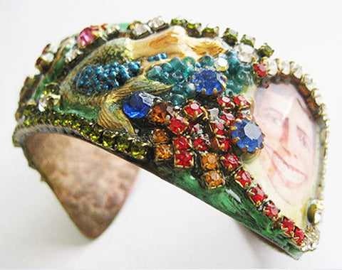 Coney Island NY Mermaid & Tillie Rhinestone Jeweled Cuff Bracelet - Hollee