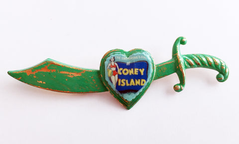 Coney Island Bathing Beauty Souvenir Enamel Sword Pin - Hollee