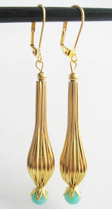 I Dream of Jeannie Fluted Leverback Drop Earrings - Hollee