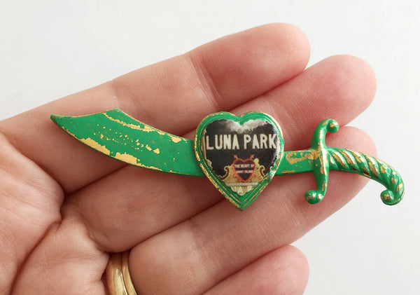 Luna Park Coney Island Souvenir Enamel Sword Pin - Hollee