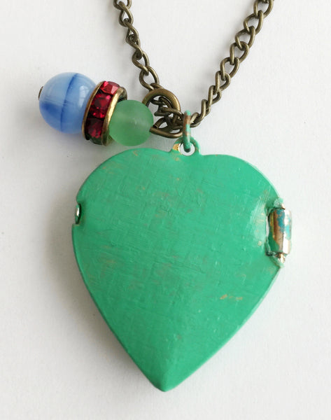 Coney Island Tillie Face Locket Necklace with Rhinestones - Hollee