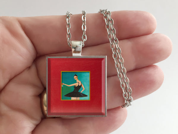 Kanye West - My Beautiful Dark Twisted Fantasy - Album Cover Art Pendant Necklace - Hollee